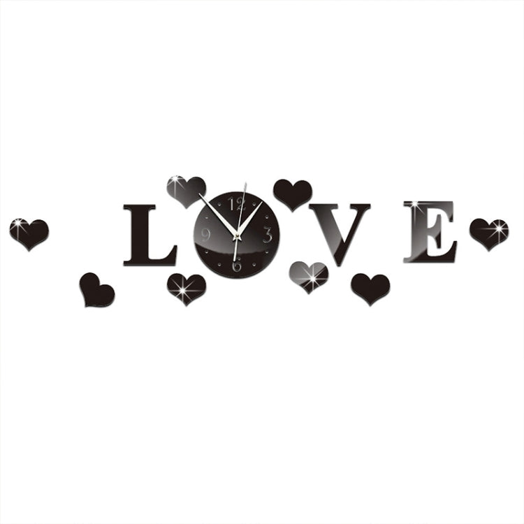 Creative LOVE Clock Acrylic Mirror DIY Wall Sticker(Black) - DIY Clocks by PMc TechLife | Online Shopping South Africa | PMc TechLife | Buy Now Pay Later Mobicred