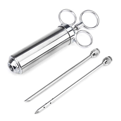 60ml Stainless Steel Syringe Dual Needles Condiment Turkey Meat Injector Cooking Tools (Silver) - Gadgets by PMC Jewellery | Online Shopping South Africa | PMC Jewellery | Buy Now Pay Later Mobicred