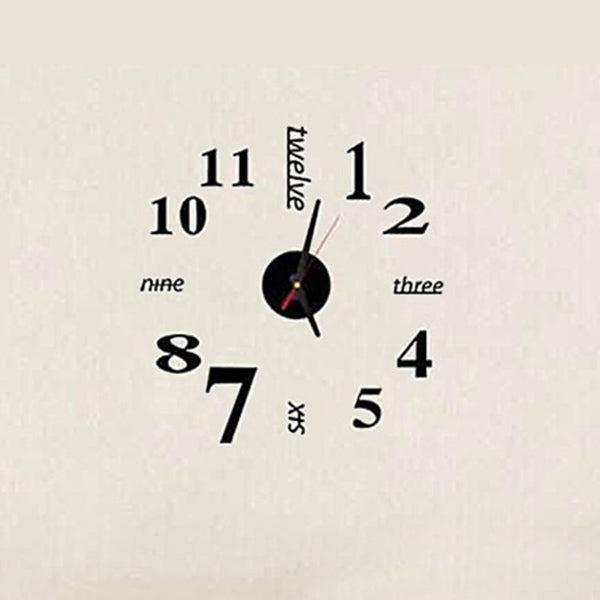 Lovelife WC37130 Acrylic English Digital DIY Stereo Wall Clock Wall Stick Clock (Black) - Wall Clock by PMc TechLife | Online Shopping South Africa | PMc TechLife | Buy Now Pay Later Mobicred