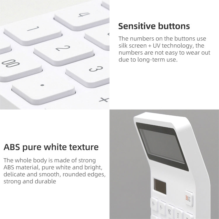 Original Xiaomi Youpin LEMO Rice Calculator 12-bit LED Display ABS Material 6 Degree Angle(White) - Calculator by Xiaomi | Online Shopping South Africa | PMC TechLife | Buy Now Pay Later Mobicred