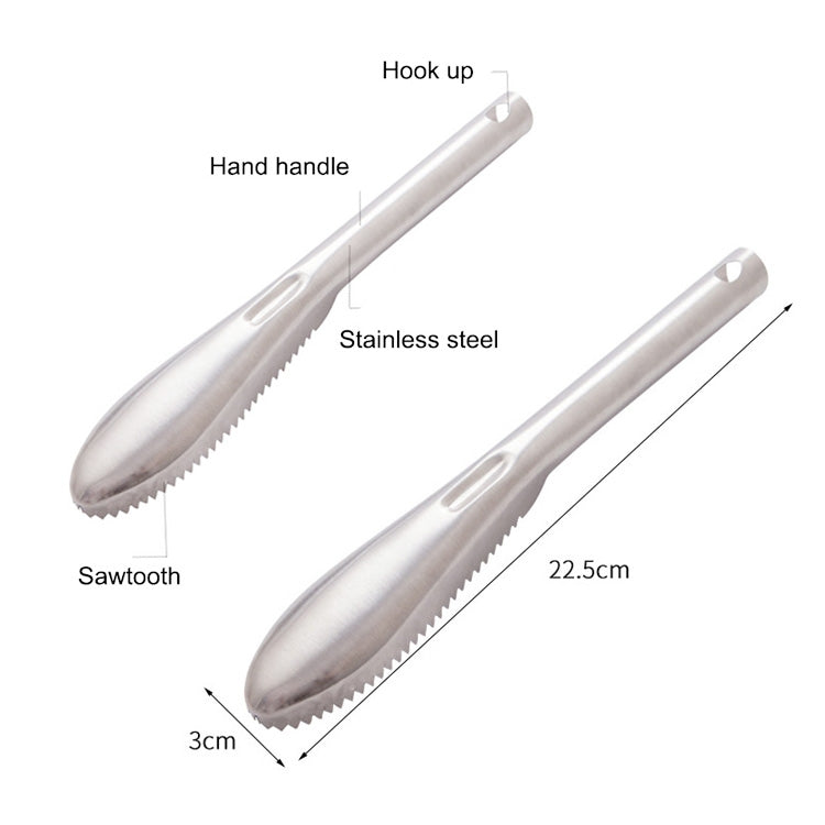 Kitchen Essential Stainless Steel Bidirectional Sawtooth Fish Scraper Fish Scale Planing Knife - Gadgets by PMC TechLife | Online Shopping South Africa | PMC TechLife | Buy Now Pay Later Mobicred