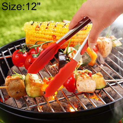 12 inch Silicone Non-slip Food Bread Barbecue BBQ Clip Tongs Kitchen Tools(Red) - Food Clips & Clips by PMC Jewellery | Online Shopping South Africa | PMC Jewellery | Buy Now Pay Later Mobicred