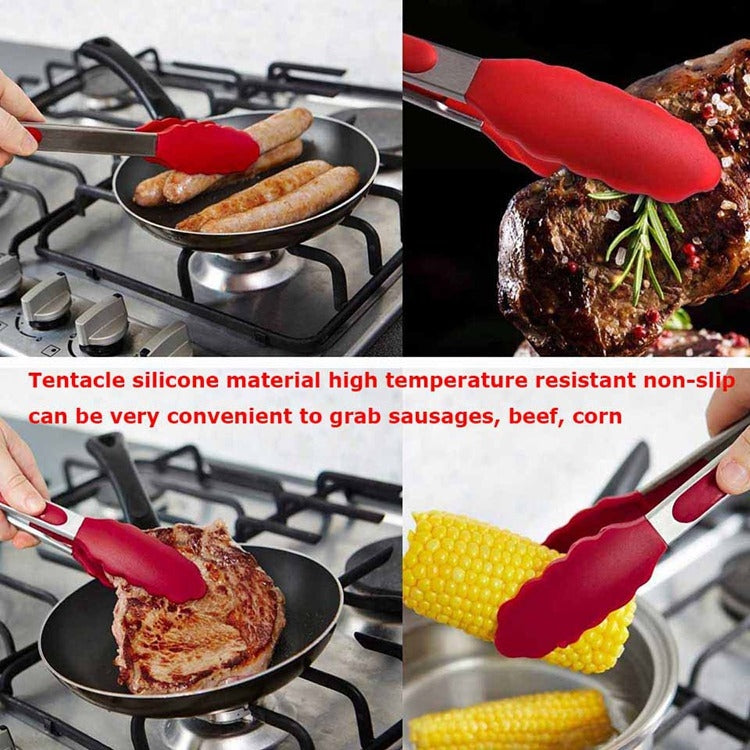 12 inch Silicone Non-slip Food Bread Barbecue BBQ Clip Tongs Kitchen Tools(Red) - Food Clips & Clips by PMC Jewellery | Online Shopping South Africa | PMC Jewellery | Buy Now Pay Later Mobicred