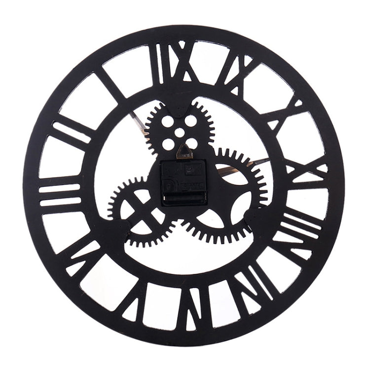 Retro Wooden Round Single-sided Gear Clock Rome Number Wall Clock, Diameter: 45cm (Gold) - Wall Clock by PMc TechLife | Online Shopping South Africa | PMc TechLife | Buy Now Pay Later Mobicred