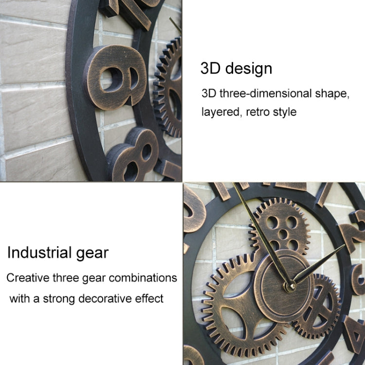 Retro Wooden Round Single-sided Gear Clock Number Wall Clock, Diameter: 58cm (Silver) - Wall Clock by PMc TechLife | Online Shopping South Africa | PMc TechLife | Buy Now Pay Later Mobicred