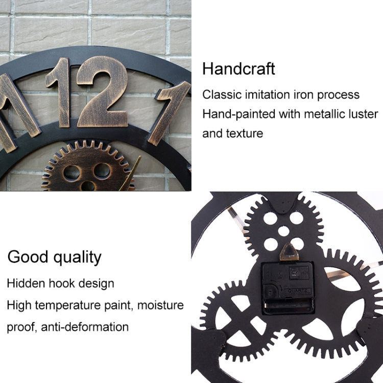 Retro Wooden Round Single-sided Gear Clock Number Wall Clock, Diameter: 58cm (Silver) - Wall Clock by PMc TechLife | Online Shopping South Africa | PMc TechLife | Buy Now Pay Later Mobicred