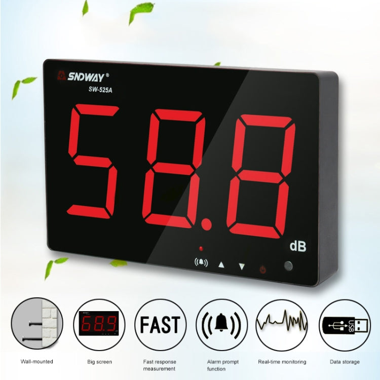 SNDWAY SW525B Wall-mounted DB Sound Level Meter Noise Tester with USB Data Storage Transfer & USB Communication - free shipping - PMC TechLife - Order now!