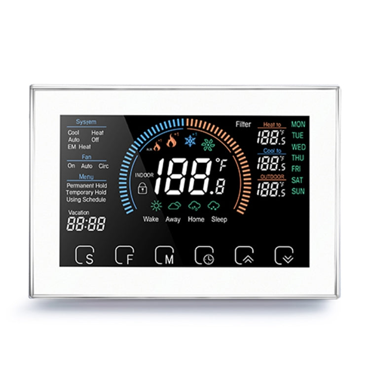 BHP-8000-W 3H2C Smart Home Heat Pump Round Room Mirror Housing Thermostat with Adapter Plate & no WiFi, AC 24V(White) - Thermostat & Thermometer by PMC Jewellery | Online Shopping South Africa | PMC Jewellery | Buy Now Pay Later Mobicred