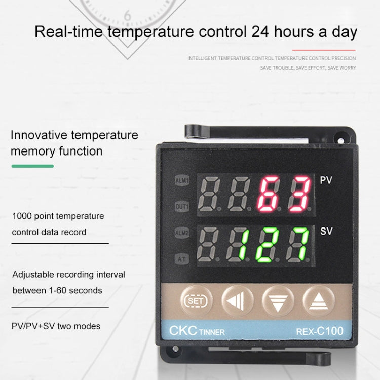 REX-C100 Thermostat + Thermocouple + SSR-10 DA Solid State Module Intelligent Temperature Control Kit - Components Kits by PMC Jewellery | Online Shopping South Africa | PMC Jewellery | Buy Now Pay Later Mobicred