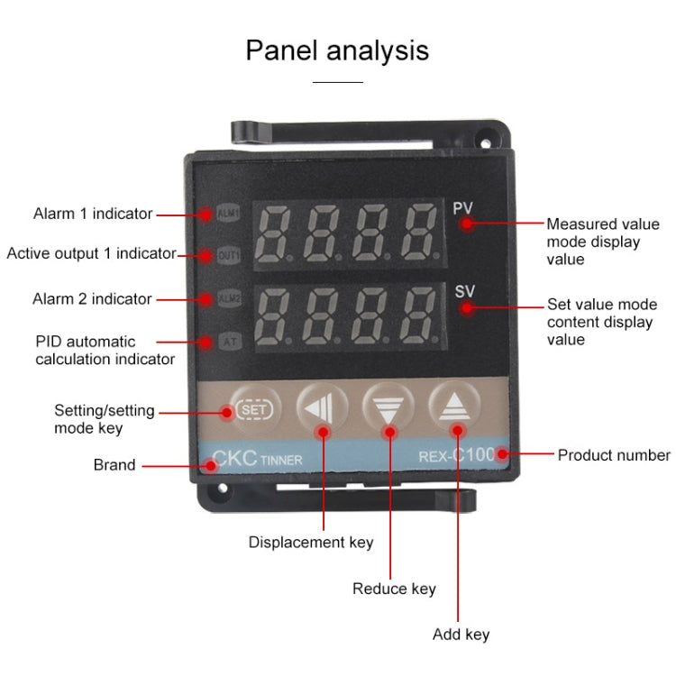 REX-C100 Thermostat + Thermocouple + SSR-40 DA Solid State Module Intelligent Temperature Control Kit - Components Kits by PMC TechLife | Online Shopping South Africa | PMC TechLife