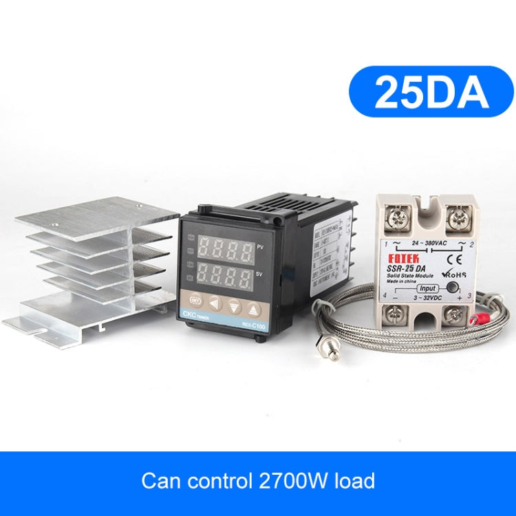 2700W REX-C100 Thermostat + Heat Sink + Thermocouple + SSR-25 DA Solid State Module Intelligent Temperature Control Kit - Components Kits by PMC Jewellery | Online Shopping South Africa | PMC Jewellery | Buy Now Pay Later Mobicred