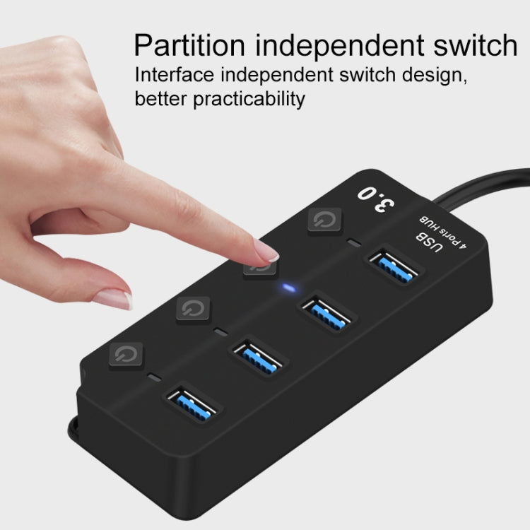 Onten 5301 USB 3.0 Male to 4 USB 2.0 Female Splitter Extender with Independent Switch - USB 2.0 HUB by Onten | Online Shopping South Africa | PMC Jewellery | Buy Now Pay Later Mobicred