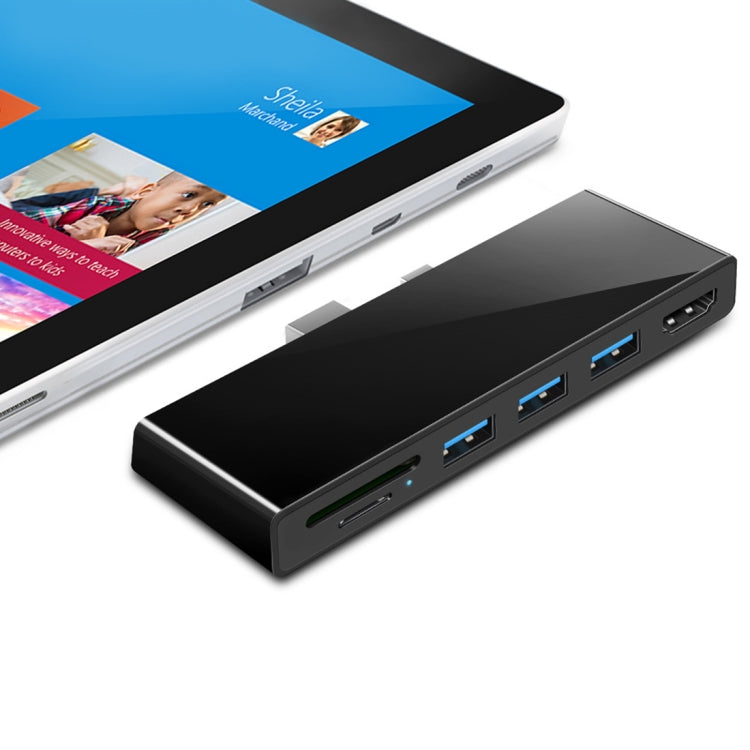 ROCKETEK SK-S5H 3 x USB 3.0 + HDMI + SD / TF Memory Card Reader HUB 4K HDMI Adapter(Black) - free shipping - PMC Jewellery - Order now!