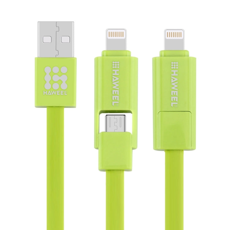 HAWEEL 1m 2 in 1 Micro USB & 8 Pin to USB Data Sync Charge Cable(Green) - Multifunction Cable by PMC TechLife | Online Shopping South Africa | PMC TechLife