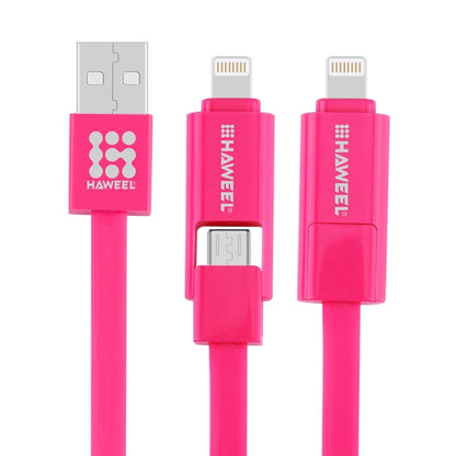 HAWEEL 1m 2 in 1 Micro USB & 8 Pin to USB Data Sync Charge Cable(Magenta) - Multifunction Cable by PMC Jewellery | Online Shopping South Africa | PMC Jewellery | Buy Now Pay Later Mobicred