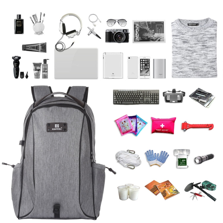 HAWEEL 14W Foldable Removable Solar Power Outdoor Portable Canvas Dual Shoulders Laptop Backpack, USB Output: 5V 2.1A Max(Grey) - Backpack by HAWEEL | Online Shopping South Africa | PMC Jewellery | Buy Now Pay Later Mobicred