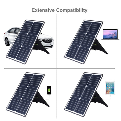 HAWEEL Portable 20W Monocrystalline Silicon Solar Power Panel Charger, with USB Port & Holder & Tiger Clip, Support QC3.0 and AFC(Black) - Charger by HAWEEL | Online Shopping South Africa | PMC Jewellery | Buy Now Pay Later Mobicred