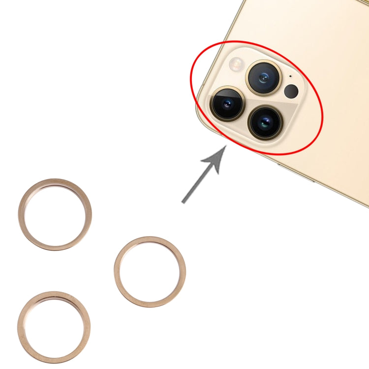 3 PCS Rear Camera Glass Lens Metal Outside Protector Hoop Ring for iPhone 13 Pro Max(Gold) - Camera Series by PMc TechLife | Online Shopping South Africa | PMc TechLife | Buy Now Pay Later Mobicred
