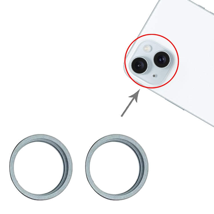 For iPhone 15 / 15 Plus 2pcs/set Rear Camera Glass Lens Metal Outside Protector Hoop Ring (Blue) - Camera Series by PMC TechLife | Online Shopping South Africa | PMC TechLife