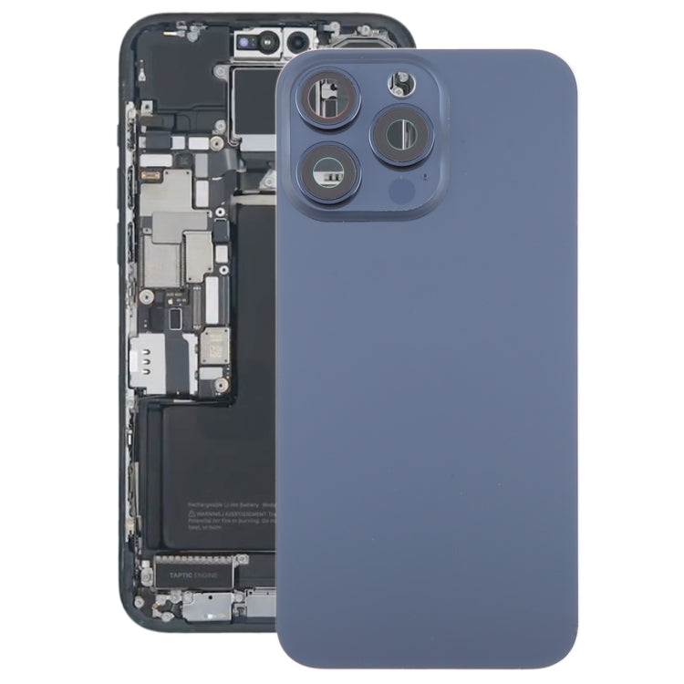 For iPhone 15 Pro Glass Battery Back Cover with Camera Lens Cover(Blue) - Back Cover by PMC TechLife | Online Shopping South Africa | PMC TechLife