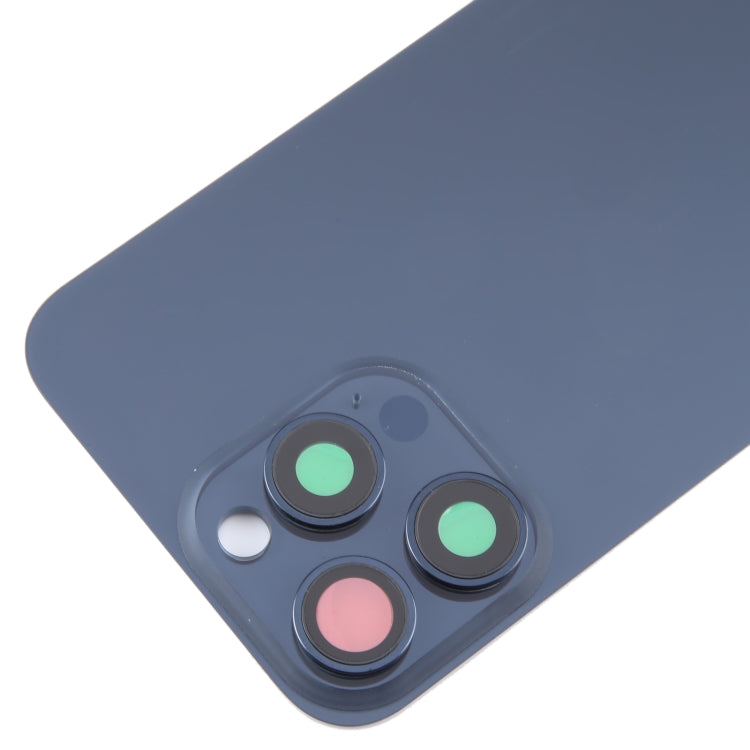 For iPhone 15 Pro Glass Battery Back Cover with Camera Lens Cover(Blue) - Back Cover by PMC TechLife | Online Shopping South Africa | PMC TechLife