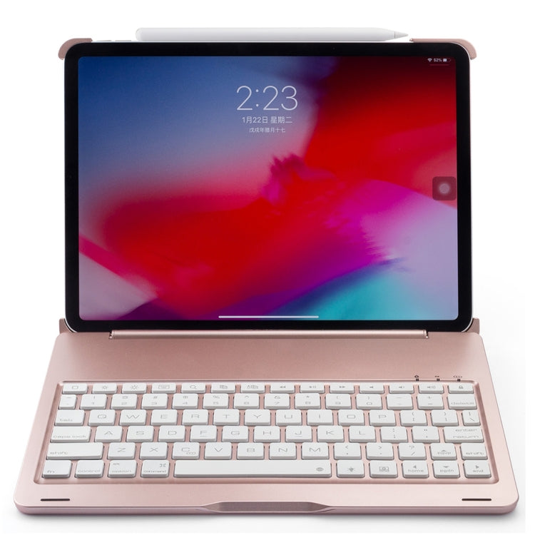 F105A Colorful Backlight Aluminum Backplane Wireless Bluetooth Keyboard Tablet Case for iPad Pro 11 inch ���2018��� (Rose Gold) - For iPad Pro by PMC TechLife | Online Shopping South Africa | PMC TechLife