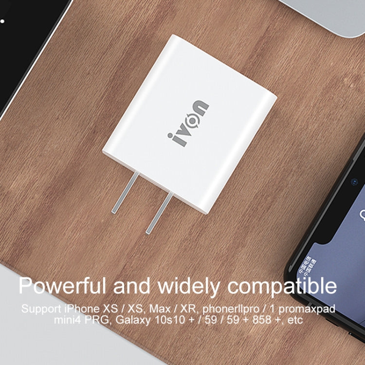 IVON AD48 18W PD Fast Charger + USB-C / Type-C to 8 Pin Data Cable Set, US Plug - USB Charger by IVON | Online Shopping South Africa | PMC Jewellery | Buy Now Pay Later Mobicred