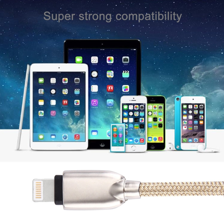 1m Woven 108 Copper Cores 8 Pin to USB Data Sync Charging Cable for iPhone, iPad(Gold) - Normal Style Cable by PMC Jewellery | Online Shopping South Africa | PMC Jewellery | Buy Now Pay Later Mobicred