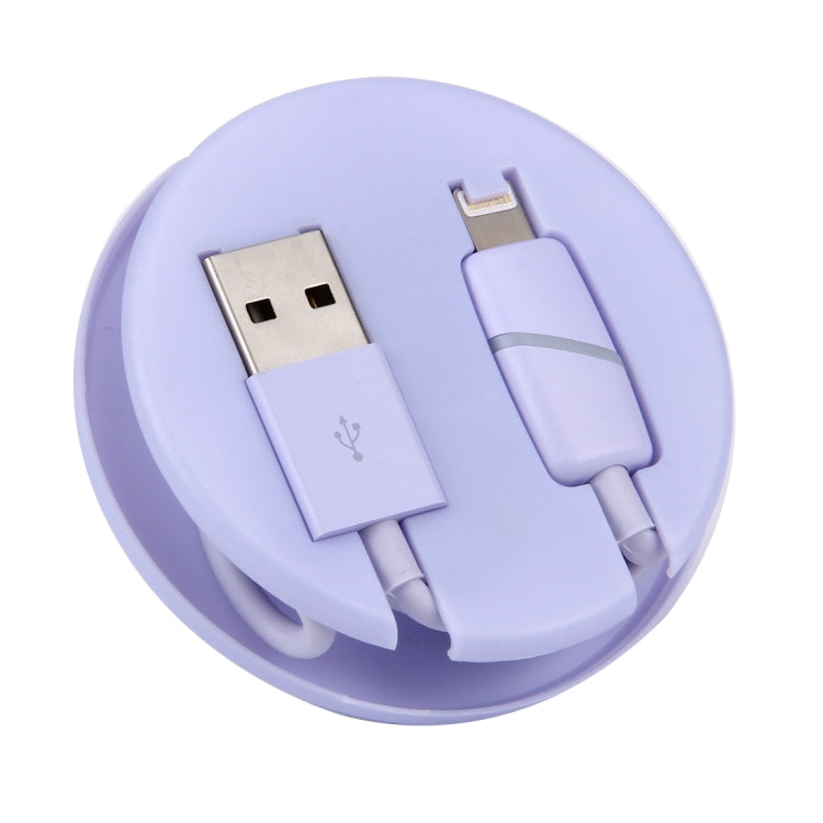 1m Circular Bobbin Gift Box Style 8 Pin to USB Data Sync Cable with Indicator for iPhone, iPad(Purple) - Normal Style Cable by PMC Jewellery | Online Shopping South Africa | PMC Jewellery | Buy Now Pay Later Mobicred