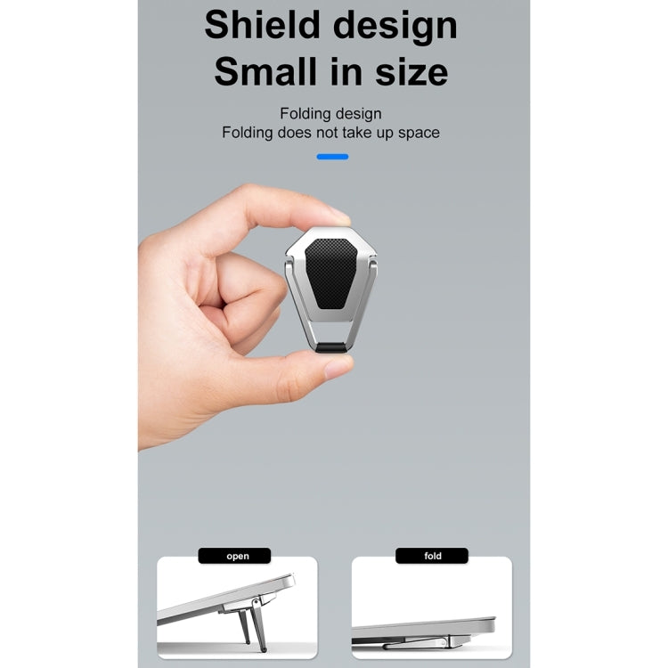 20 PCS R-JUST BJ01 Universal Stickable Shield Shape Laptop Foldable Stand(Silver) - free shipping - PMC TechLife - Order now!