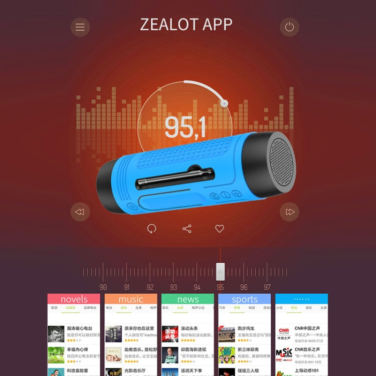 ZEALOT A2 Multifunctional Bass Wireless Bluetooth Speaker, Built-in Microphone, Support Bluetooth Call & AUX & TF Card & LED Lights (Blue) - Desktop Speaker by ZEALOT | Online Shopping South Africa | PMC Jewellery | Buy Now Pay Later Mobicred