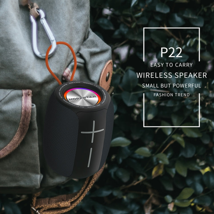 HOPESTAR P22 TWS Portable Outdoor Waterproof Woven Textured Bluetooth Speaker with LED Color Light, Support Hands-free Call & U Disk & TF Card & 3.5mm AUX & FM (Camouflage Grey) - Desktop Speaker by REMAX | Online Shopping South Africa | PMC Jewellery | Buy Now Pay Later Mobicred