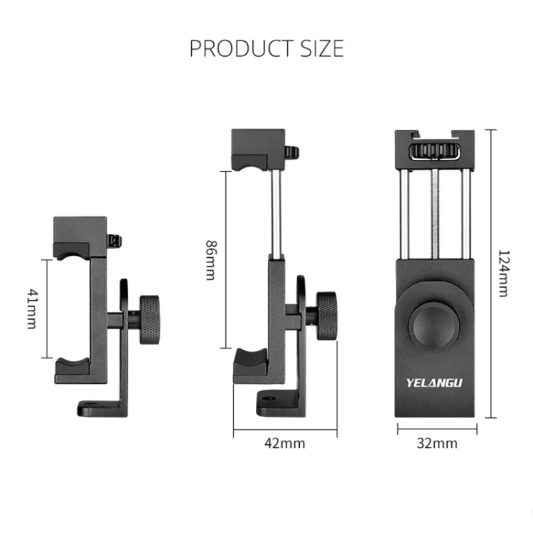 YELANGU PC03 Folding Phone Holder Horizontal Vertical Shooting Phone Clamp Holder Bracket(Black) - free shipping - PMC Jewellery - Order now!