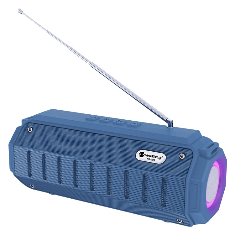 New Rixing NR-905FM TWS Bluetooth Speaker Support Hands-free Call / FM with Shoulder Strap & Antenna (Blue) - Desktop Speaker by NewRixing | Online Shopping South Africa | PMC Jewellery | Buy Now Pay Later Mobicred