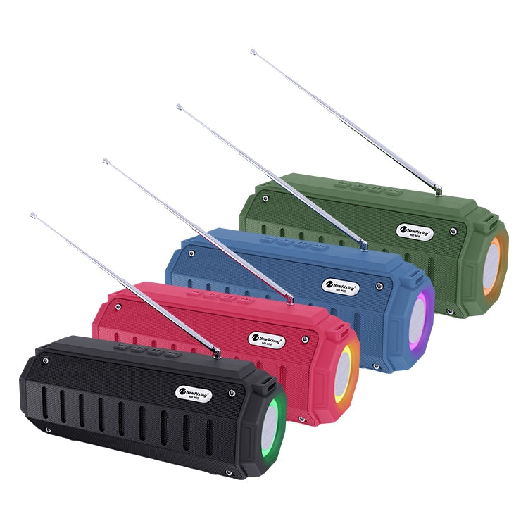 New Rixing NR-905FM TWS Bluetooth Speaker Support Hands-free Call / FM with Shoulder Strap & Antenna (Green) - Desktop Speaker by NewRixing | Online Shopping South Africa | PMC Jewellery | Buy Now Pay Later Mobicred