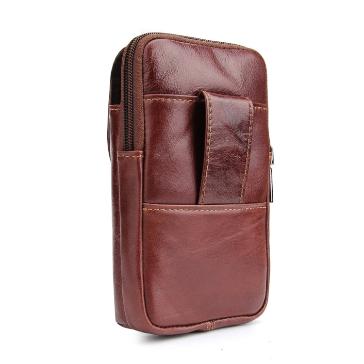 6.3 inch and Below Universal Crazy Horse Texture Genuine Leather Men Vertical Style Case Waist Bag with Belt Hole for Sony, Huawei, Meizu, Lenovo, ASUS, Cubot, Oneplus, Xiaomi, Ulefone, Letv, DOOGEE, Vkworld, and other Smartphones(Brown) - More iPhone Cases by PMC Jewellery | Online Shopping South Africa | PMC Jewellery | Buy Now Pay Later Mobicred