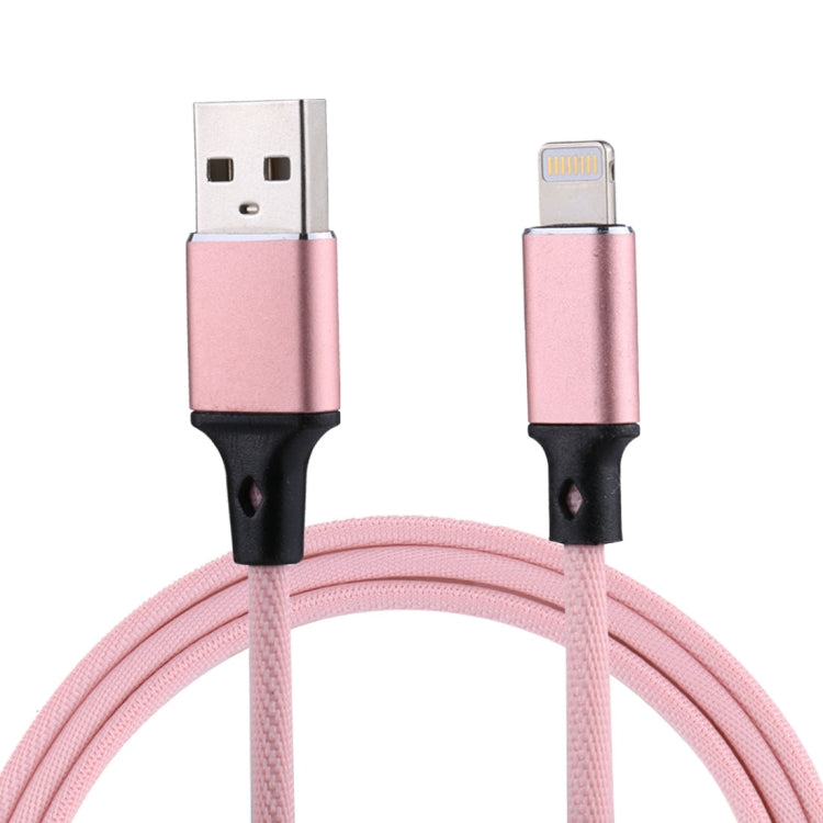 1m 2A USB to 8 Pin Nylon Weave Style Data Sync Charging Cable(Pink) - free shipping - PMC Jewellery - Order now!