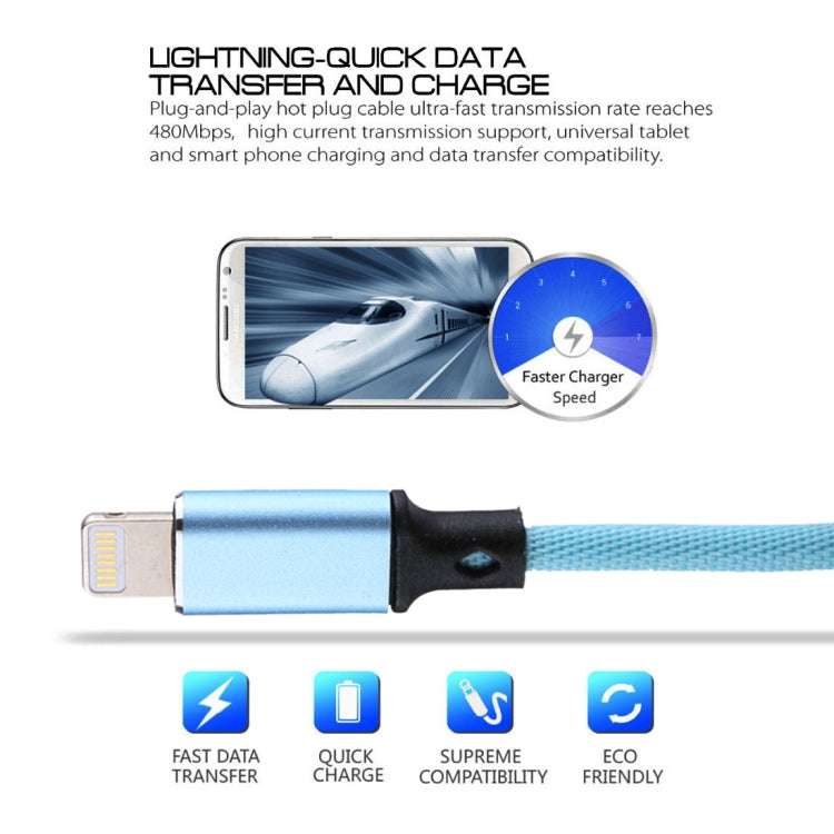 1m 2A USB to 8 Pin Nylon Weave Style Data Sync Charging Cable(Blue) - Normal Style Cable by PMC Jewellery | Online Shopping South Africa | PMC Jewellery | Buy Now Pay Later Mobicred