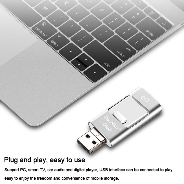 32GB USB 3.0 + 8 Pin + Mirco USB Android iPhone Computer Dual-use Metal Flash Drive (Silver) - U Disk & Card Reader by PMC Jewellery | Online Shopping South Africa | PMC Jewellery | Buy Now Pay Later Mobicred