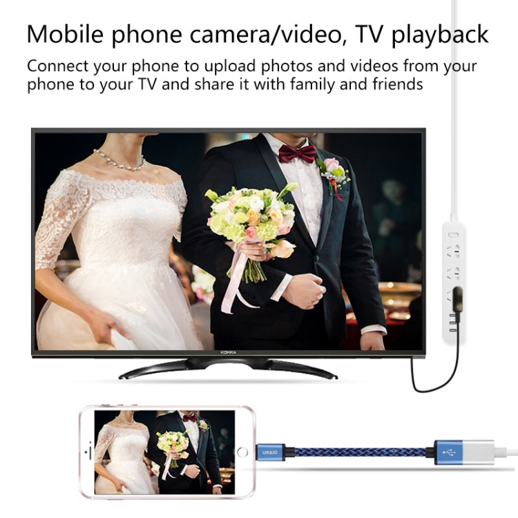 Onten 7562 USB Female to HDMI Phone to HDTV Adapter Cable for iPhone / Android - Video & Audio Cable by Onten | Online Shopping South Africa | PMC Jewellery | Buy Now Pay Later Mobicred