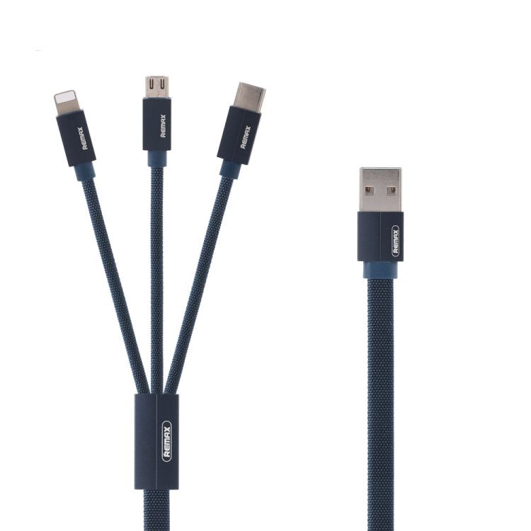 REMAX RC-094TH 1m 2.4A 3 in 1 USB to 8 Pin & USB-C / Type-C & Micro USB  Fast Charging Data Cable(Blue) - Multifunction Cable by REMAX | Online Shopping South Africa | PMC Jewellery | Buy Now Pay Later Mobicred