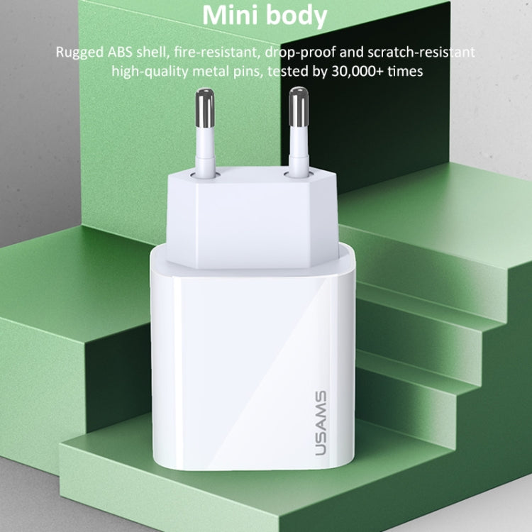 USAMS US-CC118 T34 20W PD Fast Charging Travel Charger Power Adapter(EU Plug) - USB Charger by USAMS | Online Shopping South Africa | PMC Jewellery | Buy Now Pay Later Mobicred