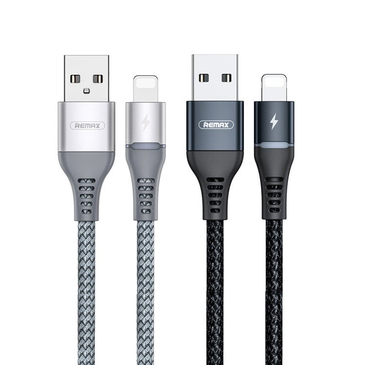 REMAX RC-152I 1m 2.4A USB to 8 Pin Colorful Breathing Data Cable(Black) - Normal Style Cable by REMAX | Online Shopping South Africa | PMC Jewellery | Buy Now Pay Later Mobicred