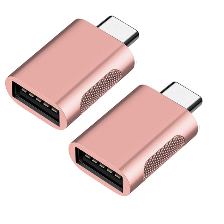 2 PCS SBT-158 USB-C / Type-C Male to USB 3.0 Female Zinc Alloy Adapter(Rose Gold) - Converter & Adapter by PMC Jewellery | Online Shopping South Africa | PMC Jewellery | Buy Now Pay Later Mobicred