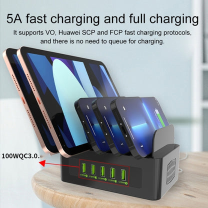 YFY-A54 100W USB + Type-C 5-Ports Smart Charging Station with Phone & Tablet Stand, EU Plug - Multifunction Charger by PMC Jewellery | Online Shopping South Africa | PMC Jewellery | Buy Now Pay Later Mobicred