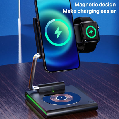 KTM8 15W 3 in 1 Portable Folding Magnetic Wireless Charger (Black) - Wireless Charger by PMC Jewellery | Online Shopping South Africa | PMC Jewellery | Buy Now Pay Later Mobicred