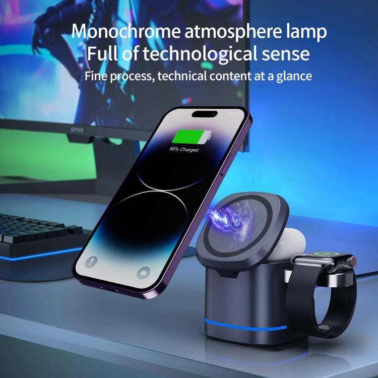 H32 15W 3 in 1 Magnetic Multifunctional Wireless Charger (Grey) - Wireless Charger by PMC TechLife | Online Shopping South Africa | PMC TechLife