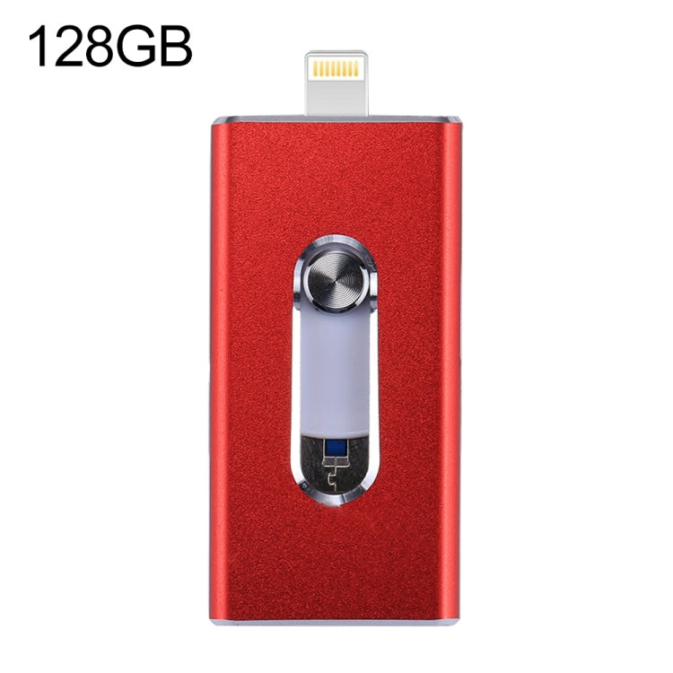 RQW-02 3 in 1 USB 2.0 & 8 Pin & Micro USB 128GB Flash Drive(Red) - U Disk & Card Reader by PMC Jewellery | Online Shopping South Africa | PMC Jewellery | Buy Now Pay Later Mobicred