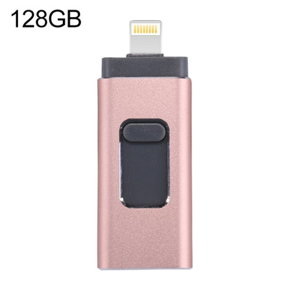 easyflash RQW-01B 3 in 1 USB 2.0 & 8 Pin & Micro USB 128GB Flash Drive(Rose Gold) - U Disk & Card Reader by PMC Jewellery | Online Shopping South Africa | PMC Jewellery | Buy Now Pay Later Mobicred