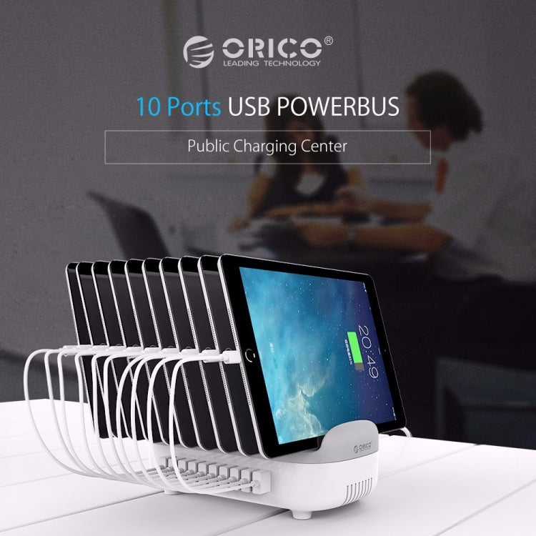 ORICO DUK-10P 120W 10 USB Ports Smart Charging Station with Phone & Tablet Stand, AU Plug(Black) - Multifunction Charger by ORICO | Online Shopping South Africa | PMC Jewellery | Buy Now Pay Later Mobicred